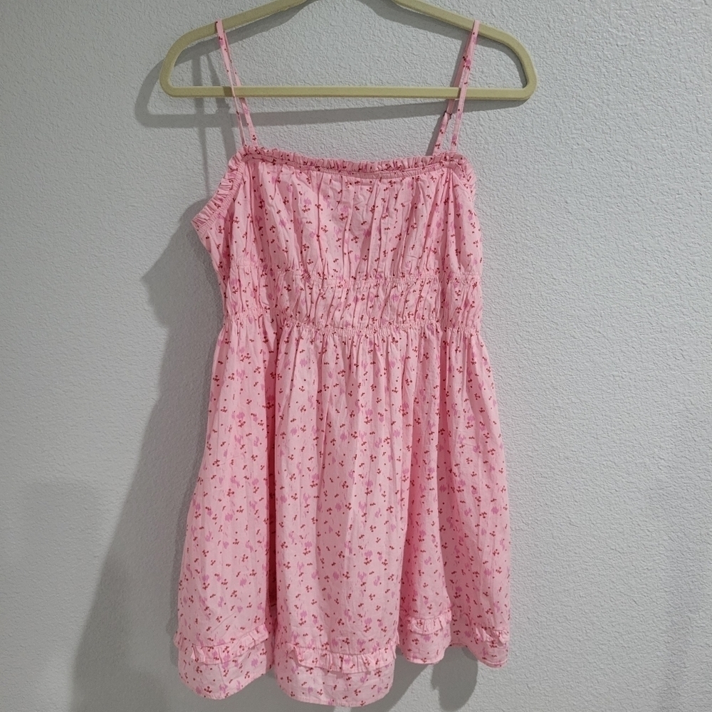 Free People Gabby Dress,  Cherry Print Mini A-Line Pink  So Cute!!! NWOT - Picture 4 of 10